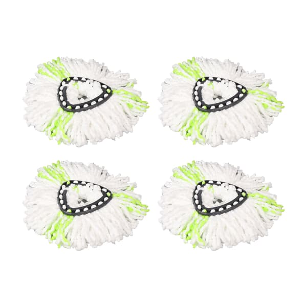 4-pakning Spin Mop Erstatningshode Trekant Gjenbrukbart Mikrofiber Roterende Mopphode for Gulvrengjøring Grønn 4 stk