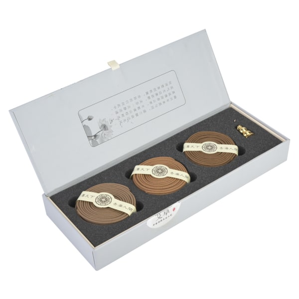 Tre smaker 4-timmars naturlig spole Agilawood/sandelträ/malört rökelse med presentpaket