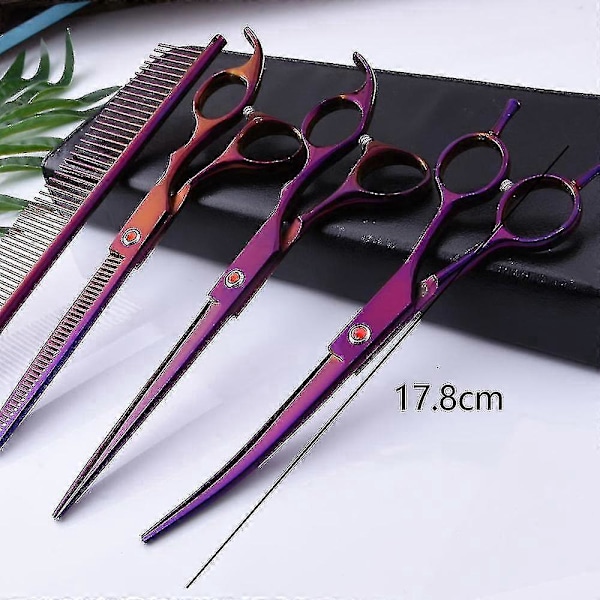 4st/set Professionell Salong Frisörsaxar Hårfrisering Saxar Klippverktyg Kit 7.0 tum zd EQ Lila