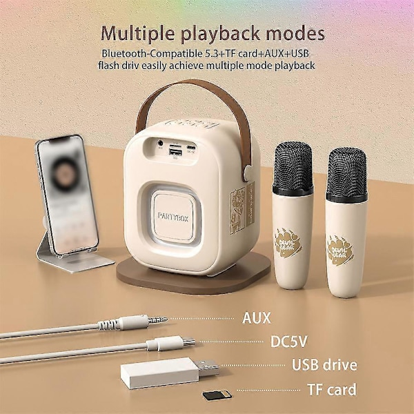 L7 Trådlös Bluetooth Högtalare Multifunktion Med 2 Mikrofoner Rgb Portabel Musikspelare Karaokemaskin För Barn Hem Present ZD.16 svart