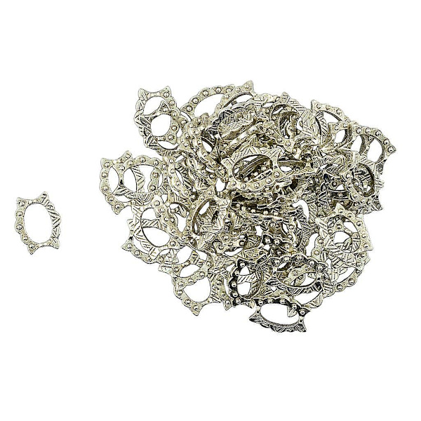 2 x 50 kpl Tiibetiläinen hopea Charms soikea kehys Välihelmet Korut DIY valmistus