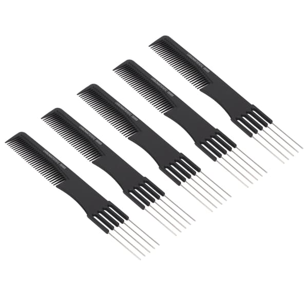 10 stk. Carbon Lift Teasing Combs med metalspids Salon Teasing Back Combs Frisørværktøj Sort