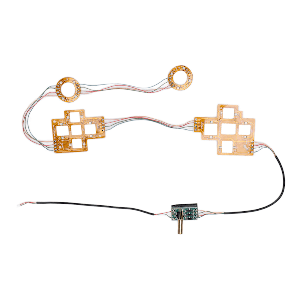 LED-lysstyring til spilcontroller med ABXY-retningsknapper og joystick-hætter til PS5-konsol