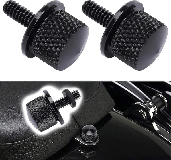 Harley Davidson krom aluminium motorcykelsätebultar - set om 2, svart