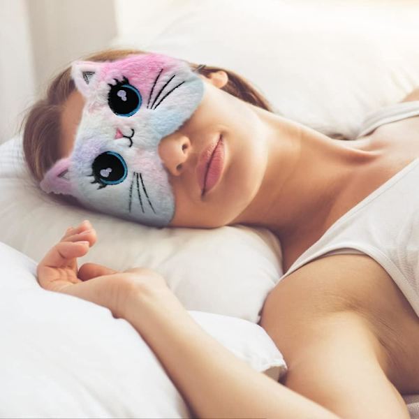 Söt kattunge sovmask set - 3 st djurögonmasker för barn, flickor och kvinnor