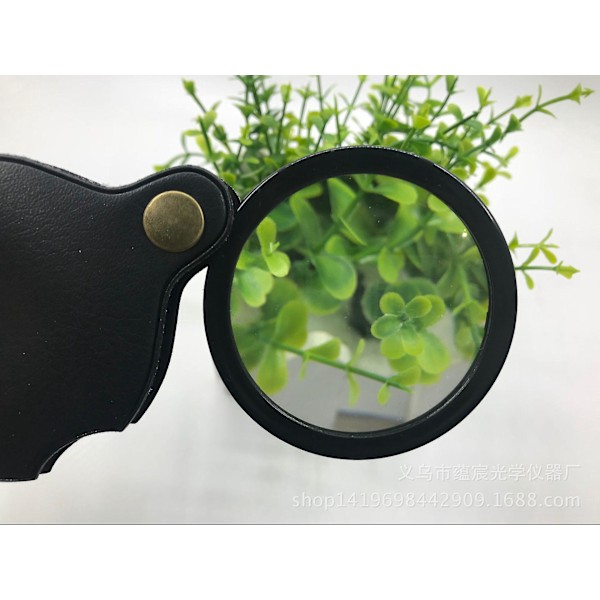 Fickförstoringsglas, 50mm 10X Mini Vikbart Förstoringsglas med Roterande Läderfodral för Hobby Vetenskapslektion Läsning, Svart