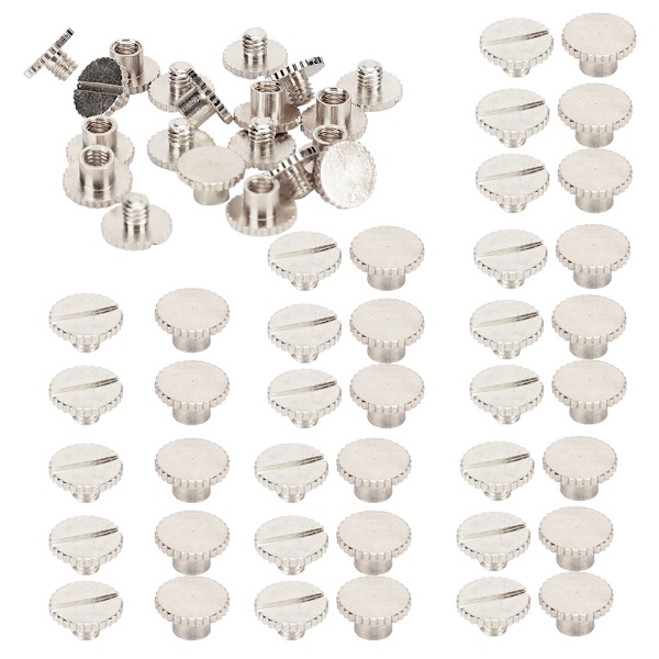 30 Set Boknit med räfflad platt mässing läderbindningsknapp 9,5x6mm Spik 4mm Skruv(Silver )