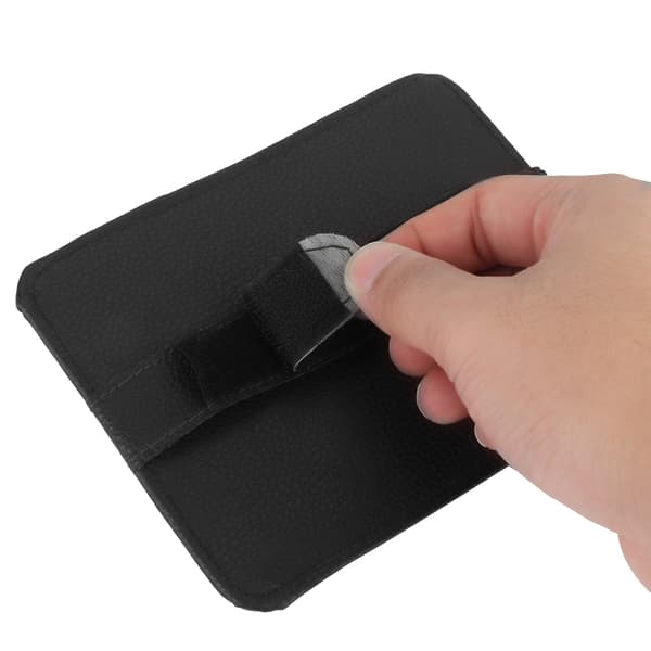 Solskærm Kort Holder Organizer PU Læder Opbevaringspose Brilleclip (Sort)