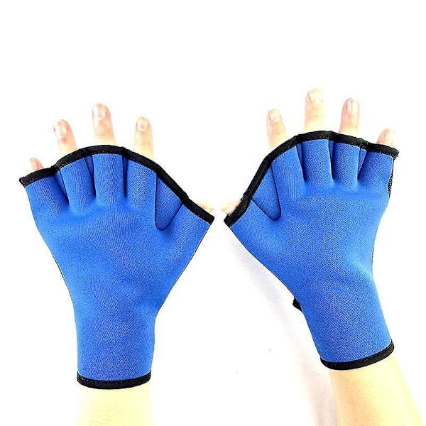 Justerbare Blå L Kode Dykkehansker Neopren Svømmehansker Webbed Fitness Vannmotstandstreningshansker