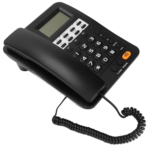 KXT6009CID stationær ledning telefon med ledning til fastnet med opkalds-id-displayfunktion til hjemmekontoret (sort)