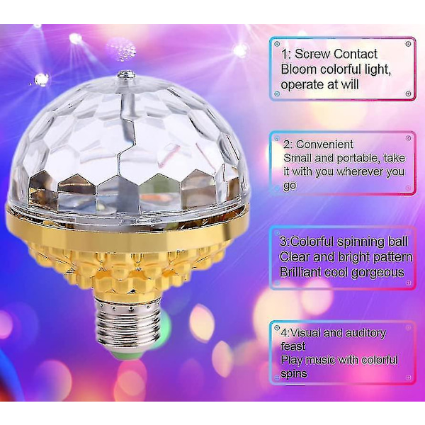 Fargerik roterende magisk ballfestlys, 2 stk LED RGB stroboskop scenenlys for EU
