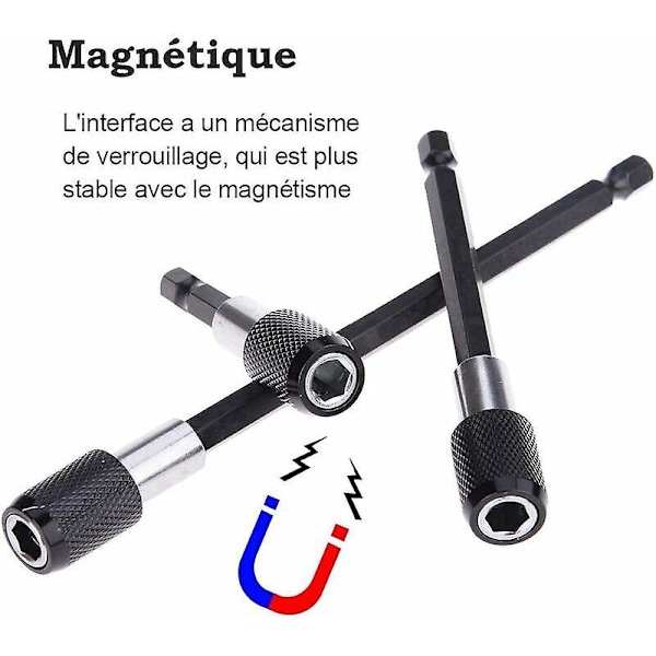 3 stk. 6,35 mm Hex Shank Magnetisk Forlænger Bit Holder Til Skruetrækker 60mm 100mm 150mm Quick Release Forlænger Chuck Adapter Kit Til Skruer, Møtrikker og A
