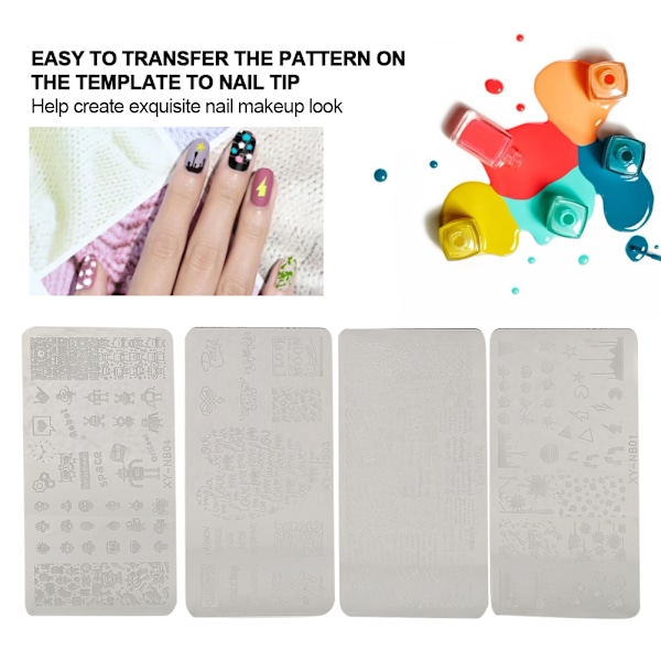 Neglestempling Plader Stencils Mønster DIY Negle Printing Stempling skabelon Manicure Tool01-04