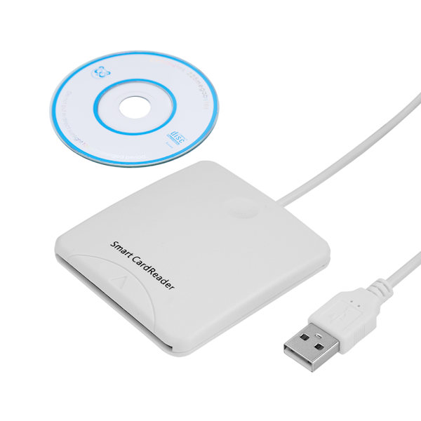 Vit Bärbar USB Full Speed ​​Smart Chip Reader IC Mobile Bank Kreditkortsläsare