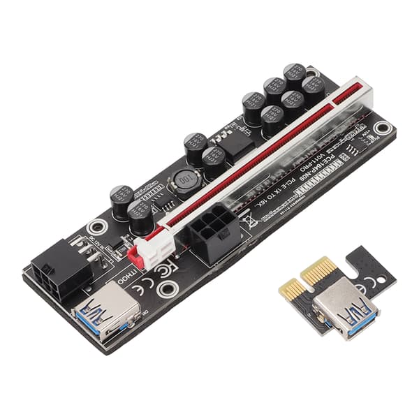 PCIE Riser 1x - 16x -sovitin 10 kondensaattorin Riser-sovitinkortti 0,6 m USB 3.0 -jatkojohdolla 6 PIN SATA -kaapeli GPU Riser