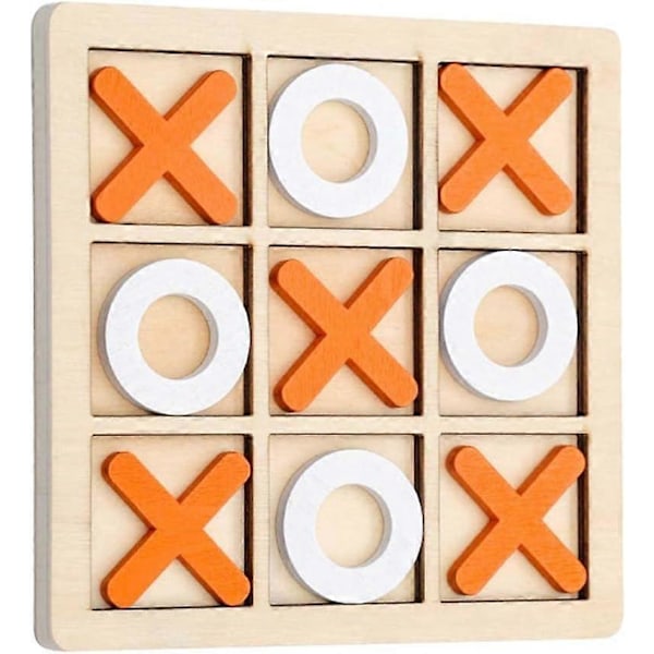 Tic-Tac-Toe Træspil X O Brikker Mini Bordplade Rustikt Træ Sofabord Spil Kæmpe Kryds og Bolle Konkurrenceprægede Gaver til Børn Voksne Bord