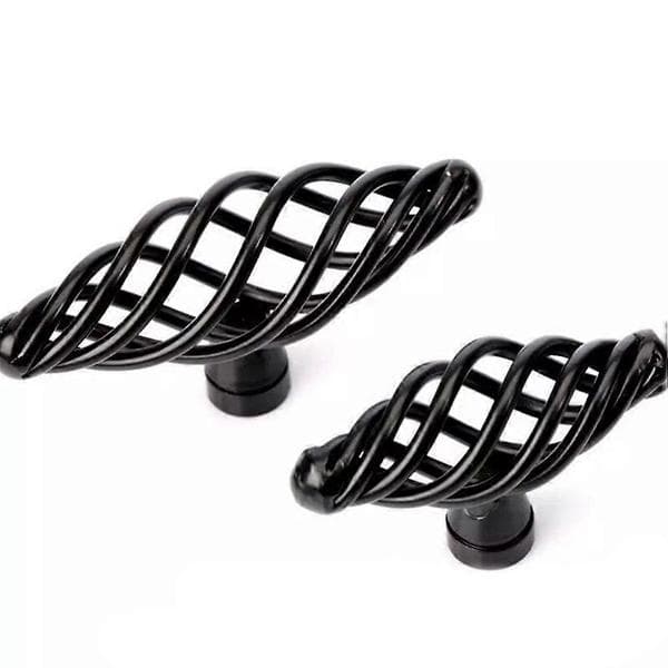 Nordic Cage Pull Handle Alloy Door Knobs Creative Design 4pcs Black