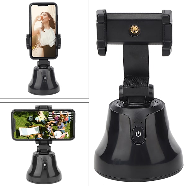 ABS Portable Outdoor 360 Panorama Automatisk Identifikasjon Ansikt etter opptak Rotasjonssporing Selfie StickBlack