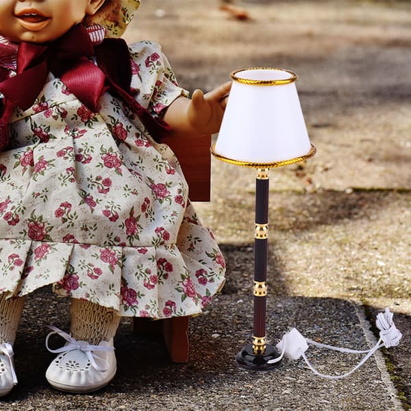 1:12 Mini Metall Golvlampa Delikat Modell Tillbehör för Dockhus (Trådtyp)