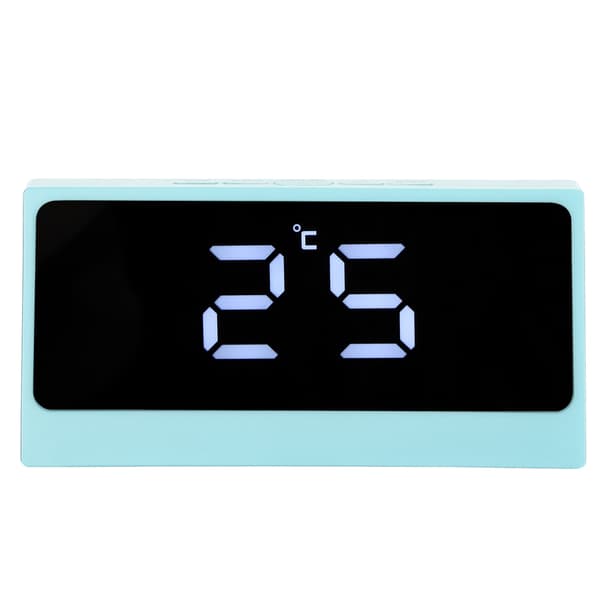 LED digital väckarklocka tyst smart temperatur datum lysande storbildsskärm sminkspegel (blå)