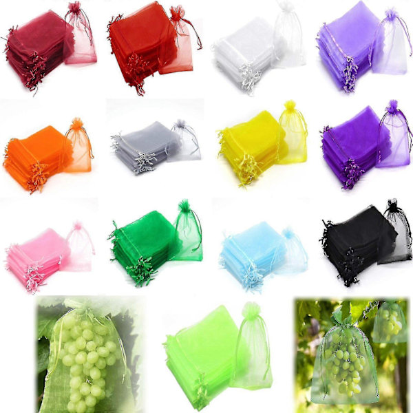 Viinirypäle Organza -pussi kiristysnyörillä - 100 kpl Rypälesuoja pussi 30x20cm/15x20cm/10x15cm Vaaleanvioletti 10x15cm