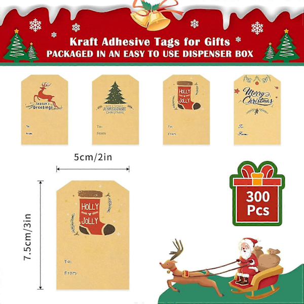 300 kpl Hyvää Joulua Paperitarrat 7,5 cm * 5 cm Tarrat Paperisinettejä