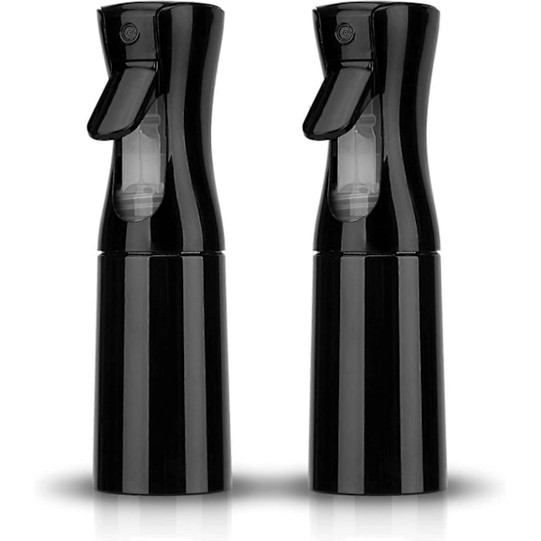Kontinuerlig Sprayflaska 200 ml (svart-2-pack), Mister Sprayflaska för Hår, Fin Mist Vattensprayflaska för Salonger, Hårstyling, Växter, Hud