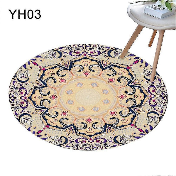 80x80cm Rund Mandala Område Teppe Gulvteppe Pute Soverom Stue Dekor YH03