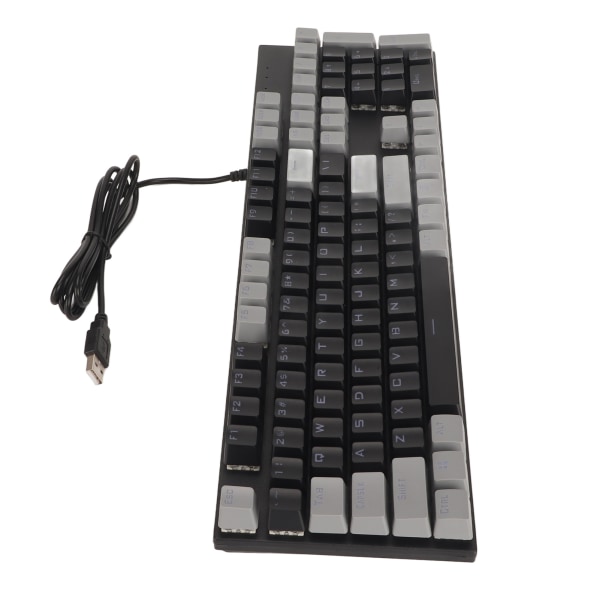 104 Taster Mekanisk Gaming Keyboard 28 Baggrundsbelysningstilstande Blå Switch Plug and Play RGB Kablet computertastatur til Windows til Linux Sort Grå