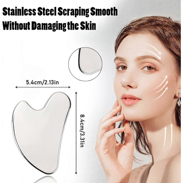 Visage Rustfritt Stål 304, Gua Sha Kropp Hjerteformet Stein, Gua Sha Metall for å Redusere Poser Under Øynene, Oppstramme Ansiktet,
