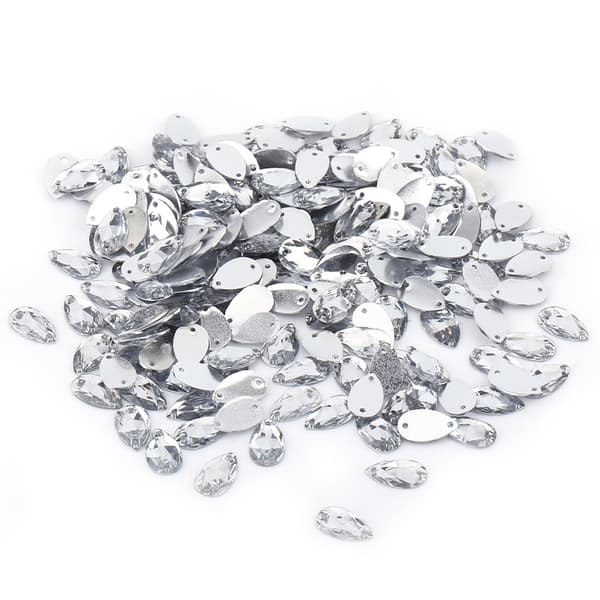 Dråbeformet Resin Flatback Sy Rhinestone - 200 stk (Hvid)