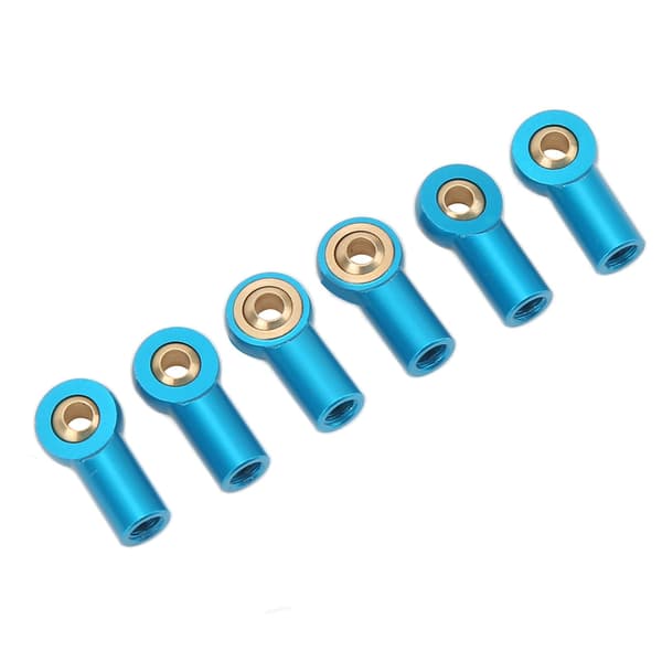 6 stk. Koblingsstanghode i aluminiumlegering M3, styrestangsende, kulehodeholder for 1/10 RC-bil, blå