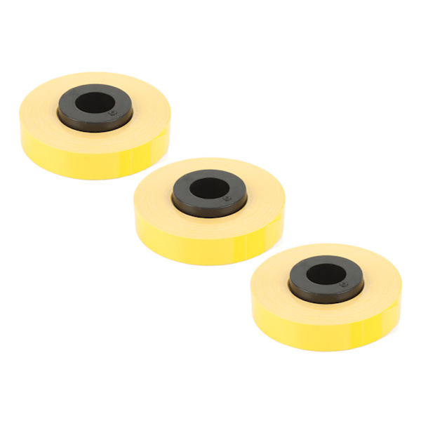 3 ruller etiketmaskintape, hver 26,2 fod lang, 9 mm bred, rivefast PET-etiketmaskintape-refill til MAX LM 370 380 390 gul