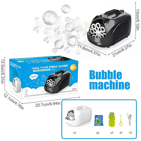 Leksak Bubbelblåsare - Automatisk Portabel Bubbelmaskin för Utomhus Inomhus Fest Scen Födelsedagsfest Vit