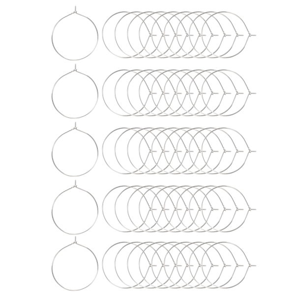 50 kpl korvakorun helmikoristeita viinilasi renkaita ruostumatonta terästä ympyrä DIY korutarvikkeet