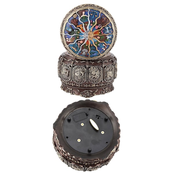 Vintage spilledåse med 12 konstellationer, roterende gudinde, blinkende LED-lys (Vandmand)