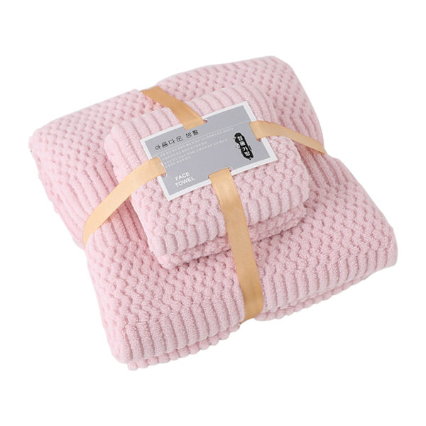 Badlakanset i korallfleece, snabb torkning, hög absorption, mjuk och bekväm för daglig användning, rosa