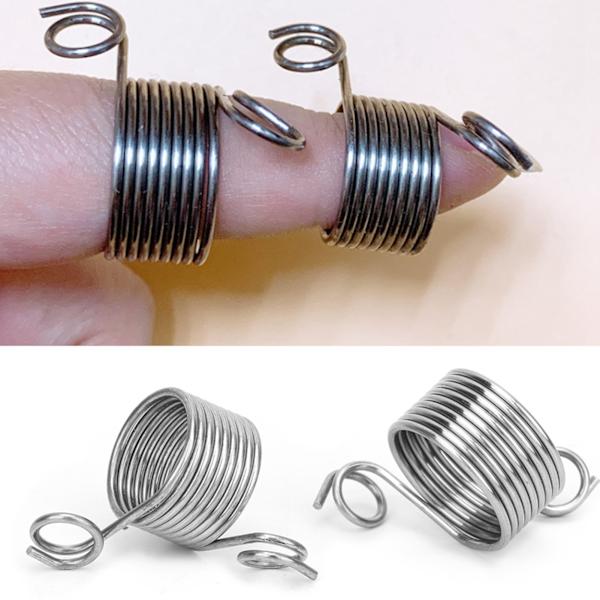 2st rostfritt stål lindad stickning fingerborg Guide Fingerring Stickning Hantverk Verktygstillbehör