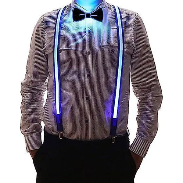 Blå LED Light-Up justerbart hängselbälte för män - Perfekt för musikfestivaler och tendiskjorta