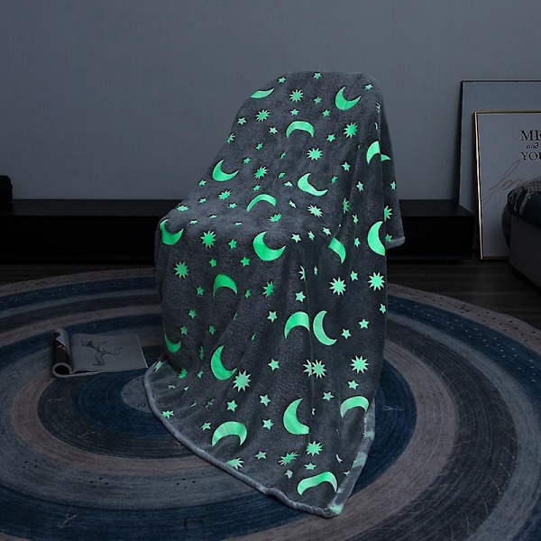 Luminous Dobbeltsidig Flannel Tæppe Tykt Hyggeligt Tæppe til Kontor Børn 1,5x2m