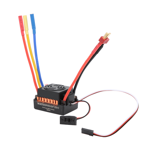 RC ESC 60A Vattentät Elektronisk Hastighetsregulator Tillbehör för 1/10 RC Bilmodell Orange