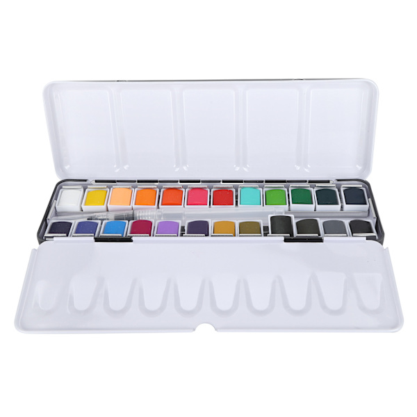 Vannfarge Maling Bærbar Lys Farge Vannfarge Pigment Sett Maling Rekvisita med Boks 24 Farger