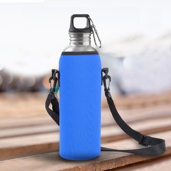 Utomhus 1000 ml vattenflaska isolerat cover Neopren bärväska påse med rem blå
