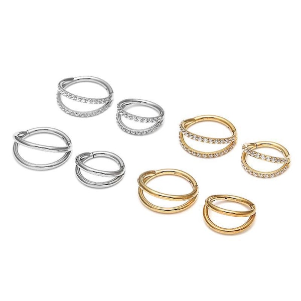 Elegant guld 2-delad set: 8 mm och 10 mm perforerade konchringar