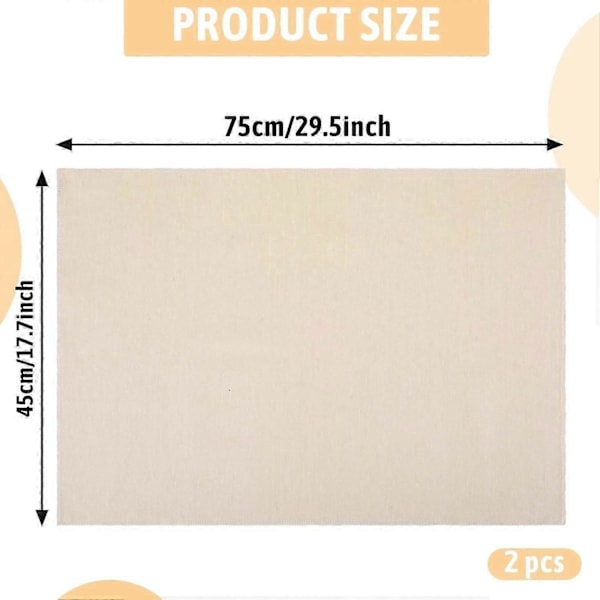 2 STK 45x75cm Professionel Brød Hæveklæde, Linned Couche Brød Hæveklæde til Baguette Brøddej Forberedelse og Bagning_SZXM