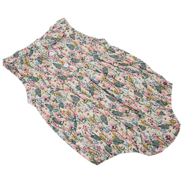 Nyfödd baby blommig jumpsuit sommar ärmlös kavajslips body för spädbarn babykläder aprikos 73cm