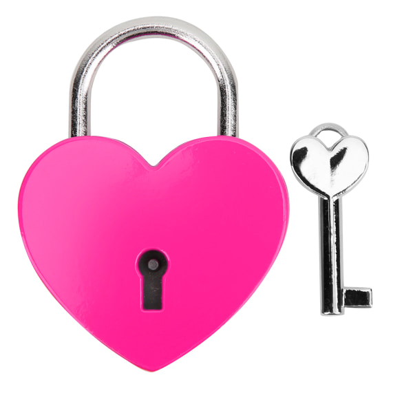 Sydänlukko metalli värikäs hieno riippulukko kotitaloustarvikkeita avaimella 45x59mm ruusunpunainen