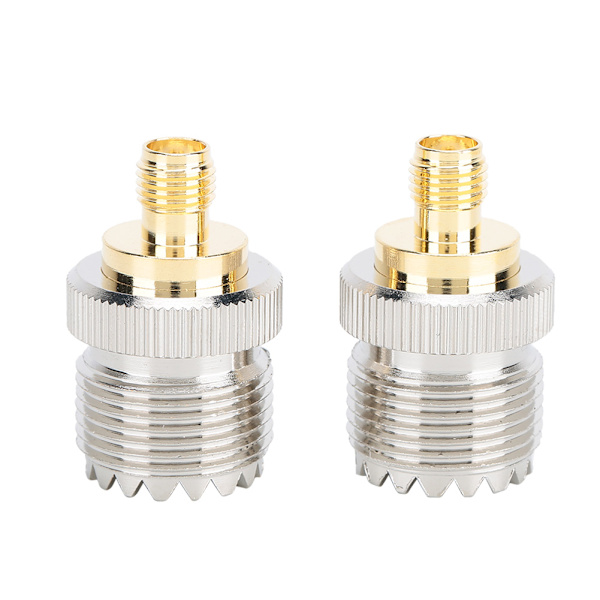 2 stk. SMA hun til UHF hun adapter stik messing 50 ohm stik til antenner