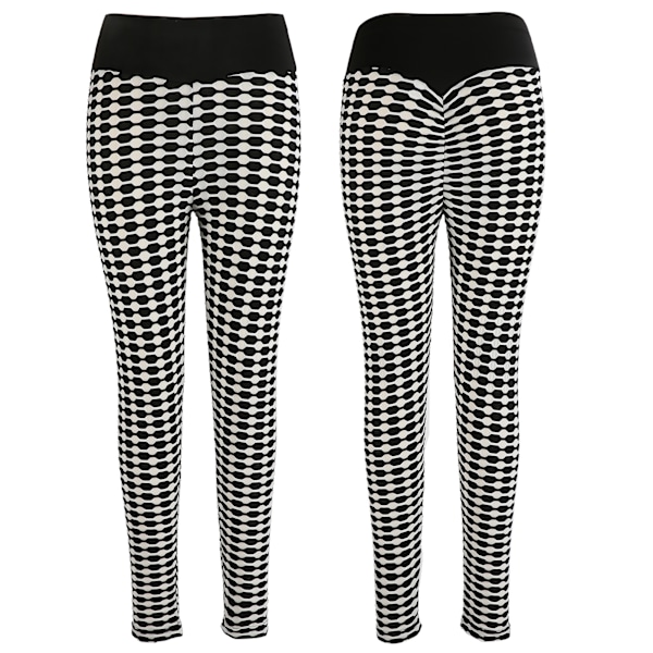 Yoga byxor rumpa lyft elastisk hög midja kvinnor leggings svart och vit för träning XL