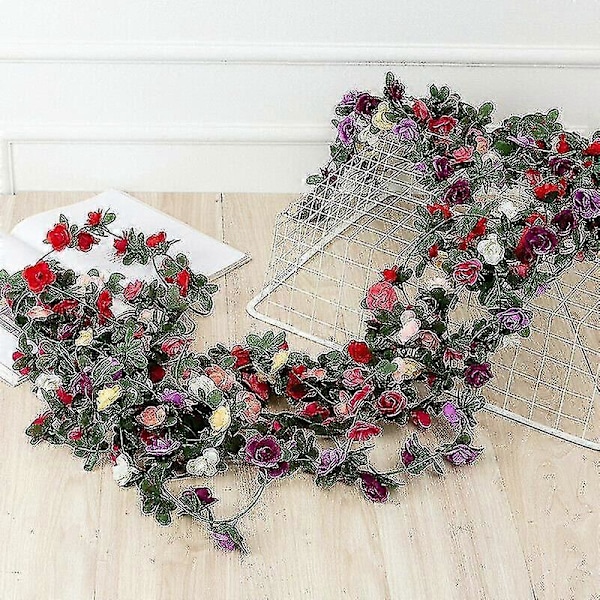 45 Blomster 240 cm Kunstig Blomst Blomster Fake Hængende Guirlande Fest Bryllup Dekoration 4 stk. Forårsrose